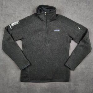 Patagonia Better‎ Sweater 1/4 Zip Pullover Womens Small Black Charcoal LOGO
